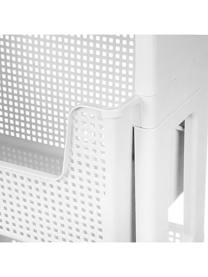 Полка универсальная, пластик, 4 секции, на колесах, белая, Violet, Лофт, 770406