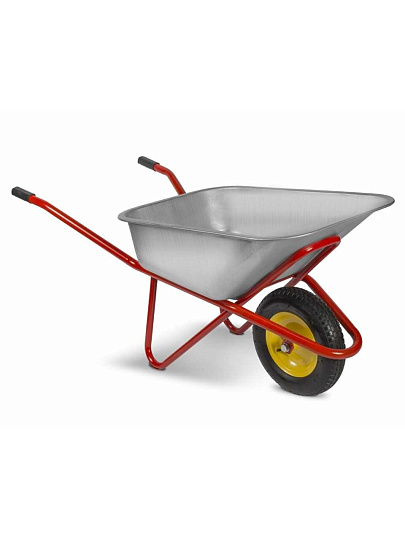 Тачка строительная одноколесная, сталь, 220 кг, 110 л, 0.8 мм, втулка D16 мм, PU 4.00х8, красная, Корона, 31.110.220 Profi PU