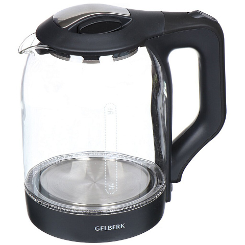 Чайник электрический Gelberk, GL-403, 1.8 л, 1500 Вт, скрытый нагревательный элемент, подсветка, стекло