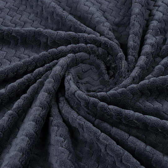 Плед евро, 200х220 см, велсофт жаккард, 100% полиэстер, Cleo, Роял плюш, темно-серый, 200/008-RP/CL