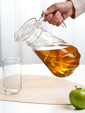 Кувшин стекло, 1.8 л, с крышкой, Сетка, Y4-11027, прозрачный