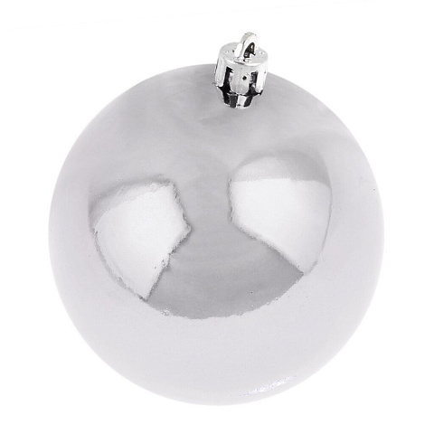 Елочный шар Snowmen, Блестки, 4 шт, серебро, 12 см, пластик, в пакете, ЕК0077