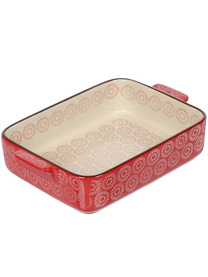 Форма для запекания керамика, 28х18.5х6.5 см, 1.7 л, фигурная, Круги на красном, Y6-10298