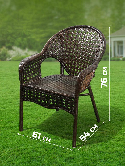 Мебель садовая Орион, шоколад, стол, 55х55х57 см, 2 кресла, Y9-298