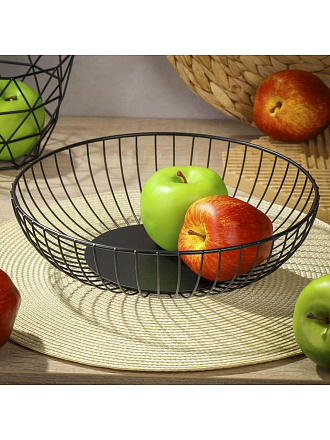 Ваза для фруктов, металл, 28х7.5 см, Y4-7653, черная