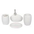 Набор для ванной 4 предмета, полирезина, стакан, подставка для зубных щеток, дозатор для мыла, мыльница, Y320