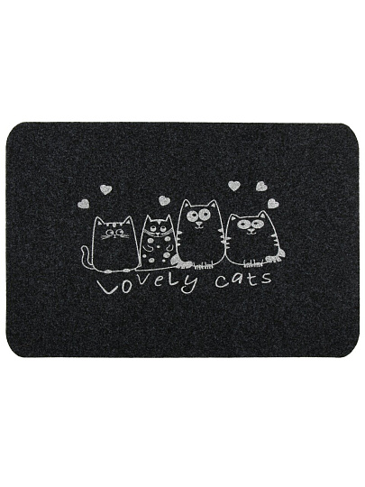 Коврик влаговпитывающий 60х90 см, прямоугольный, серый, Велюр Четыре кота, ComeForte, TCLR/W-1908
