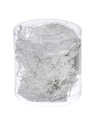 Гирлянда 50 ламп, 8 м, 1 режим, Снежинки, теплый белый свет, прозрачная, гибкая, в помещении, сетевая, LS4-7532WW