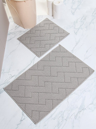 Набор ковриков для ванной и туалета, антискользящий, 2 шт, 0.5х0.8, 0.39х0.48 м, полиэстер, Silvano, Y4-11499