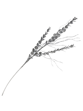 Ветка декоративная 77 см, новогодняя, серебро, Y4-8521