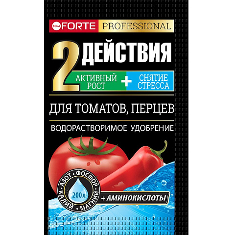 Удобрение для томатов, перцев, водорастворимое, с аминокислотами, минеральный, гранулы, 100 г, Bona Forte