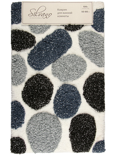 Коврик для ванной, 0.5х0.8 м, микрофибра, камень, серо-белый, Silvano, Лиона, камни