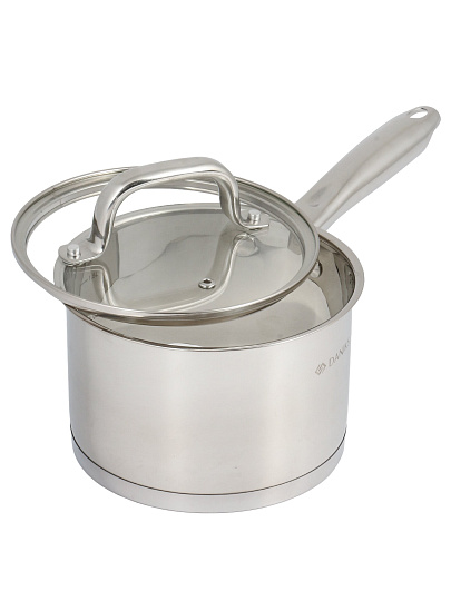 Ковш нерж, 2.1 л, крышка металл, металл ручка, индукц, Daniks, Рейн