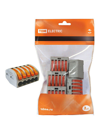 Клемма СК-415, соединительная, пластик, 5 шт, 2.5 мм², TDM Electric, SQ0527-0013