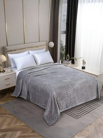 Плед евро, 200х220 см, велсофт жаккард, 100% полиэстер, Silvano, Grazia, серый, 200/002-GRAZ/LA