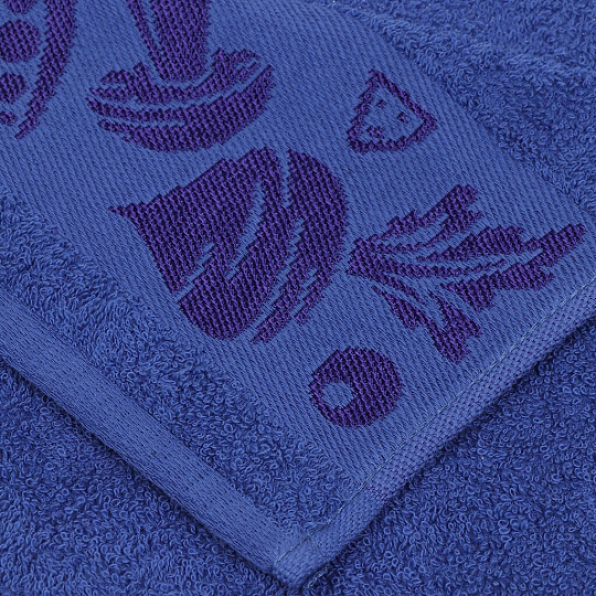 Полотенце кухонное махровое, 35х60 см, 100% хлопок, Вышневолоцкий текстиль, Бордюр овощи, темно-синее, 634, Россия, Ж1-3560.970.375