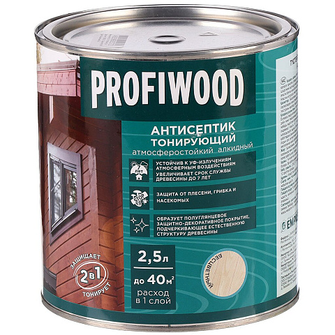 Антисептик Profiwood, для дерева, тонирующий, бесцветный, 2.1 кг