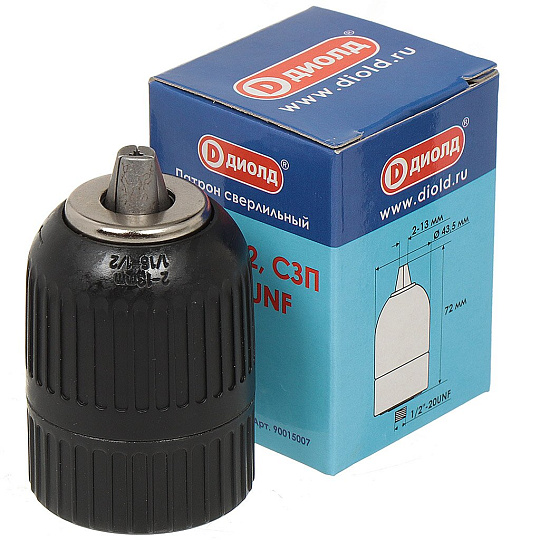 Патрон для дрели самозажимной, Диолд, KLC-2, 13 мм, 1/2&quot;-20 UNF, 90015007