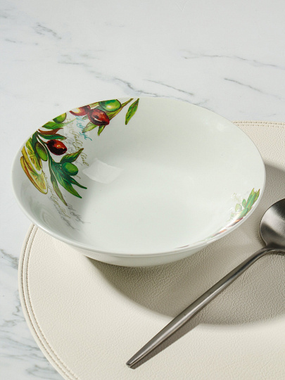 Салатник керамика, круглый, 20х5.5 см, 0.9 л, Олива, Daniks