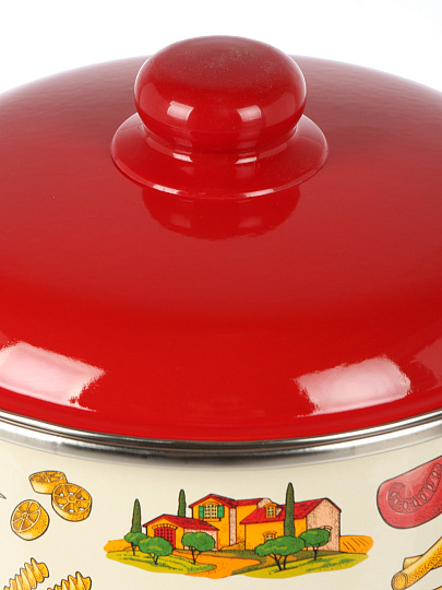 Кастрюля эмалированная сталь, 4 л, крышка сталь, коническая, Appetite, Pasta Italian, 1с46я, индукция