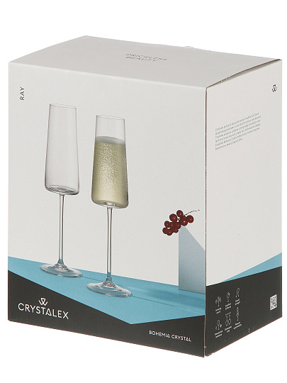 Бокал для шампанского, 180 мл, стекло, 6 шт, Bohemia, Ray, 40990/180/P001