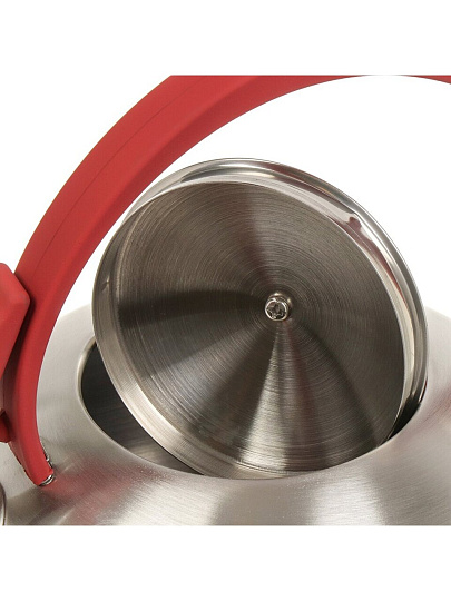 Чайник нержавеющая сталь, 2.8 л, со свистком, зеркальный, ручка с покрытием, нейлон, Daniks, индукция, GS-04003