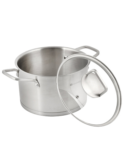 Кастрюля нерж, 4.75 л, с крыш, крыш стекло, Daniks, Ирати, индукц, SD-01369-22