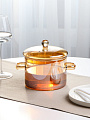 Кастрюля стекло, 1.9 л, крышка стекло, для СВЧ, духовок и электрических плит, B150078, мед - фото 2
