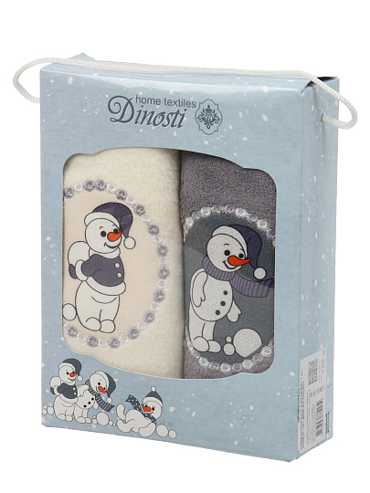 Набор полотенец кухонных 2 шт, 33х60 см, 100% полиэстер, Dinosti, микрофибра, Россия, ДМФ-107 Снеговик