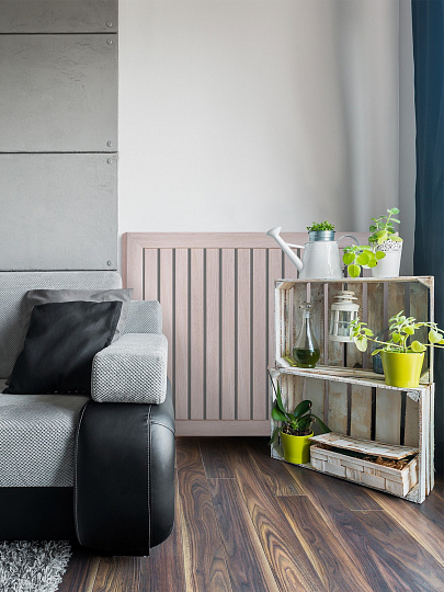 Экран для радиатора, МДФ, 900х600 мм, ясень светлый, реечный, Стильный Дом