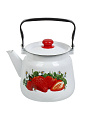 Чайник сталь, эмалированное покрытие, 3.5 л, с кнопкой, Сибирские товары, Клубника садовая, белый, С2716.3*59 - фото 4