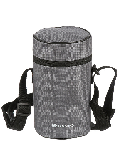 Термос для еды, нержавеющая сталь, 0.5 л, широкая горловина, Daniks, Эгида, колба нержавеющая сталь, с ложкой, с чехлом, серый, DTS-500