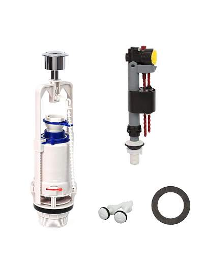 Арматура к смыв. бачку WAVE, хром кнопка (заливной клапан, унив., бок./нижн. подкл.1/2) WArm.02 WArm