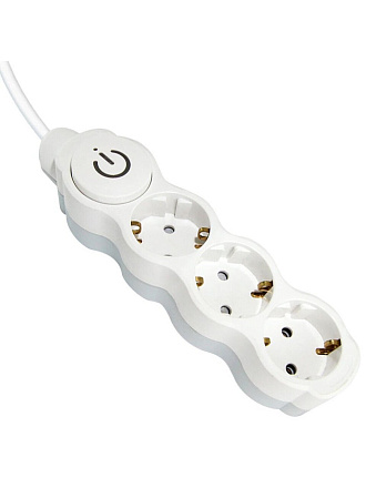 Удлинитель бытовой 3 гнезда, 3 м, ПВС, 3х1 мм², с заземлением, 16 А, выключатель, 250 В, с защитными шторками, TDM Electric, Люкс, SQ1303-4041