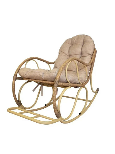 Кресло-качалка Элит, 57х87х95 см, бежевое, подушка, 160 кг, лен, 12800501