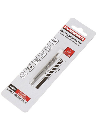 Сверло по металлу, 2 шт, Haisser, диаметр 3 мм, в индивидуальной упаковке, HS101504