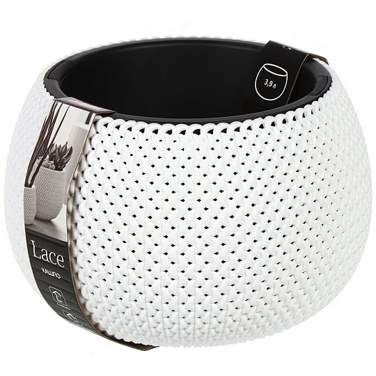 Кашпо пластик, 3.9 л, 29х29х20.1 см, в ассортименте, Эльфпласт, Lace, 573