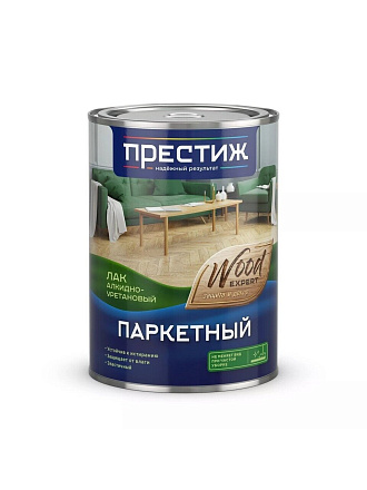 Лак Престиж, паркетный, глянцевый, алкидно-уретановый, для внутренних работ, 0.9 кг