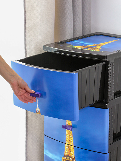 Комод 4 ящика, Париж, 38х47х98 см, черный, РП-451, Росспласт