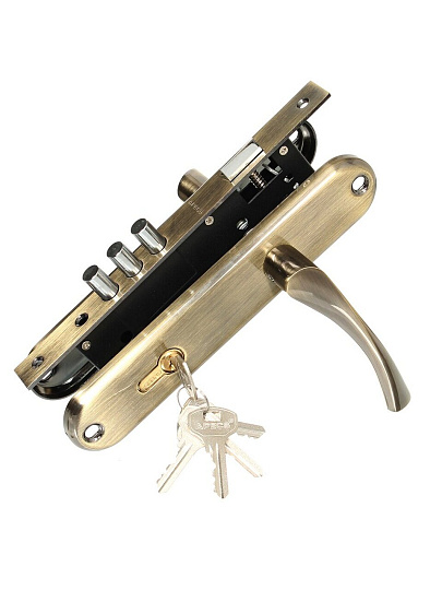 Замок врезной Apecs, 2223/60-AB, 16948, ручка в комплекте, цилиндровый, бронзовый