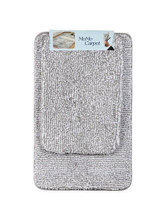 Набор ковриков для ванной и туалета, антискользящий, 2 шт, 0.4х0.6, 0.5х0.8 м, полиэстер, серый, Снежинка, A090013