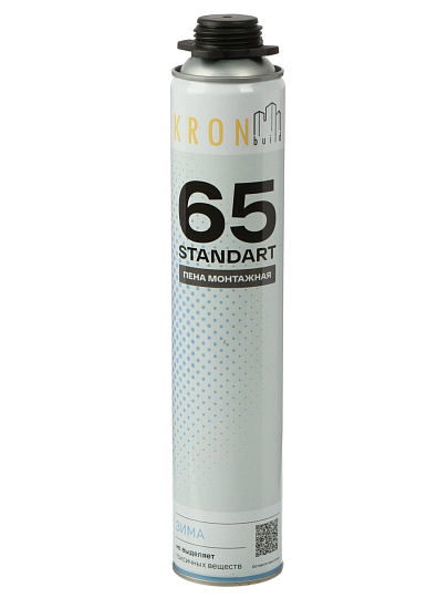 Пена монтажная Kronbuild, Standart, профессиональная, 65 л, 850 мл, 800 г, зимняя, FWS65