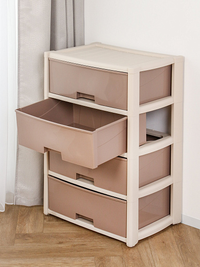Комод 4 ящика, Колорит, 56х39х81 см, бежевый, широкий, М8759, Альтернатива