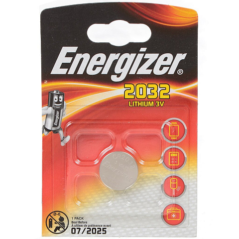 Батарейка Energizer, CR2032, Lithium, литиевая, 3 В, блистер