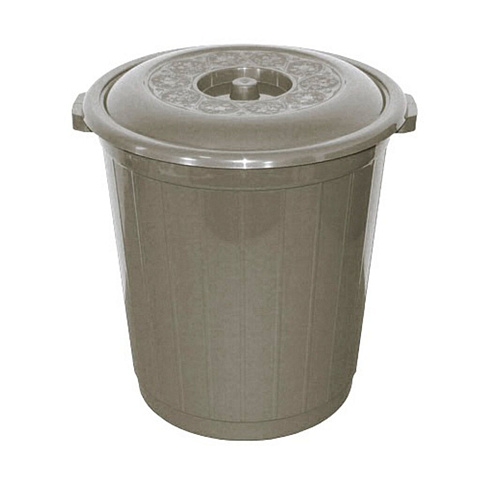 Бак для мусора пластик, 90 л, с крышкой, 54.5х54.5х64 см, серый, Милих, 1190