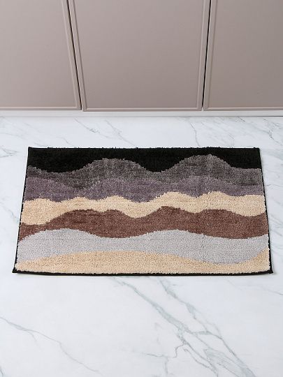 Коврик для ванной, 0.48х0.78 м, полиэстер, коричневый, Silvano, Волна, Y4-11467