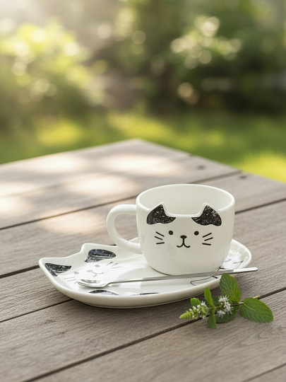 Чайная пара фарфор, 2 пр, 1 перс, 210 мл, Ушастики, В060866