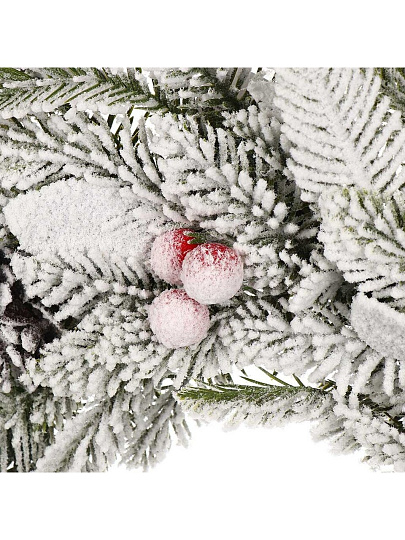 Венок рождественский 30 см, с ягодами, заснеженный, SYHHA-0823189