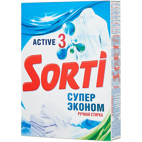 Стиральный порошок Sorti, 0.35 кг, ручной, для белого белья, Супер Эконом