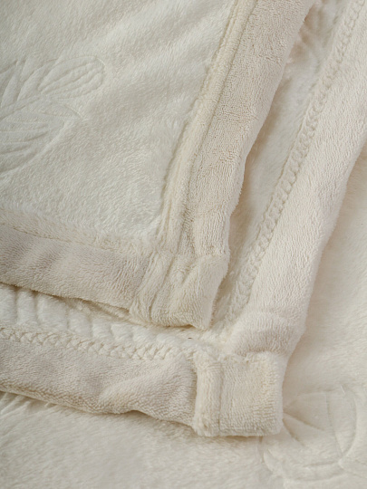 Плед евро, 200х220 см, велсофт жаккард, 100%пэ, Silvano, Перья, светло-бежевый, A120011